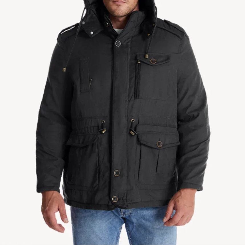 Herren Winterparka Mit Fleece-Futter Und Abnehmbarer Kapuze 1
