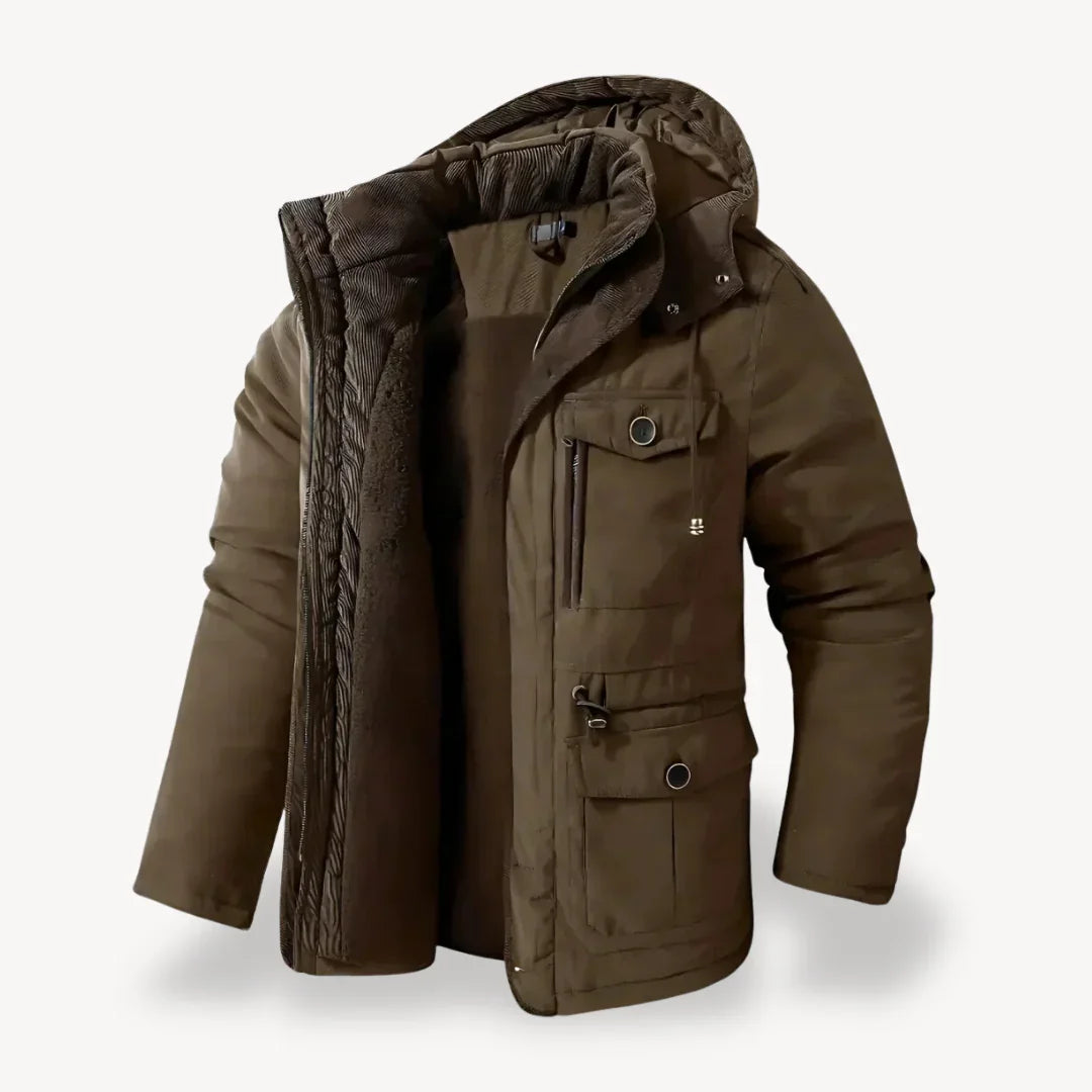 Herren Winterparka Mit Fleece-Futter Und Abnehmbarer Kapuze 2