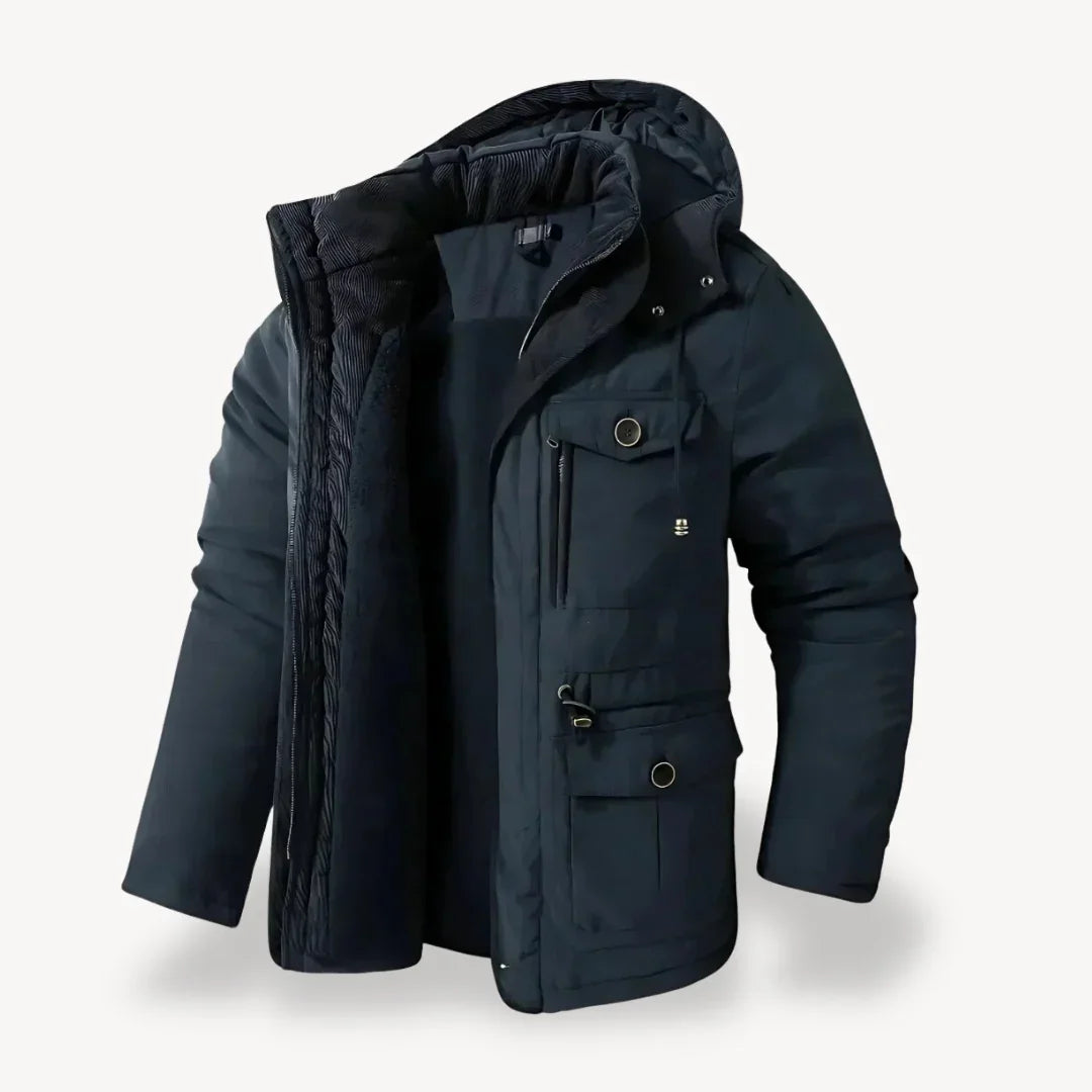 Herren Winterparka Mit Fleece-Futter Und Abnehmbarer Kapuze 5