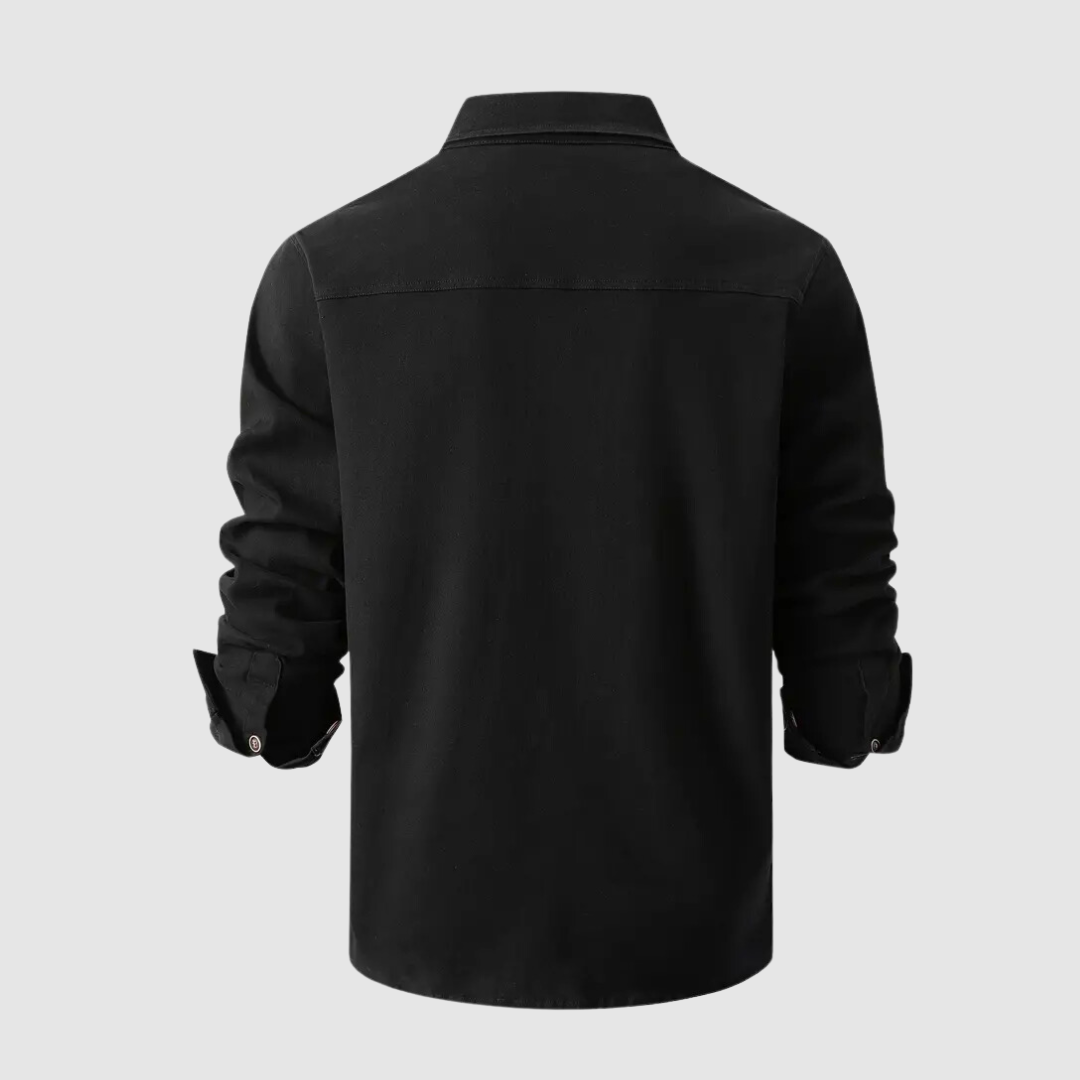 Herrenhemd Casual Langarm Baumwolle mit Robuster Passform und Brusttaschen 6