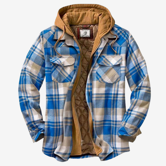 Herrenjacke Fleecegefüttert Karomuster mit Kapuze für Outdoor und Alltag 1