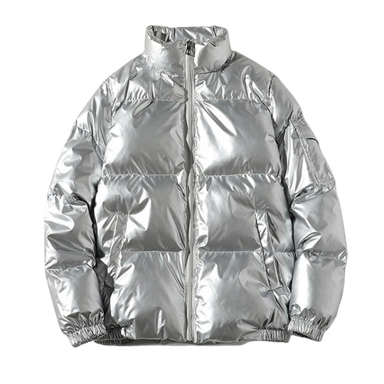 Herrenjacke Modern mit Stehkragen für Winter, Langarm, Glänzende Oberfläche, Vielseitig Kombinierbar 0