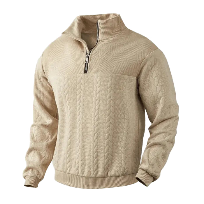 Herrenpullover Klassisch Mit Viertelreißverschluss Für Büro Und Freizeit 0