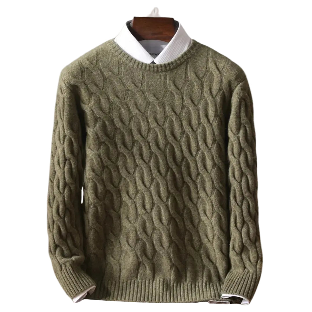 Herrenpullover Klassisch Rundhals Mit Traditionellen Wabennähten 0