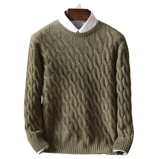 Herrenpullover Klassisch Rundhals Mit Traditionellen Wabennähten 0