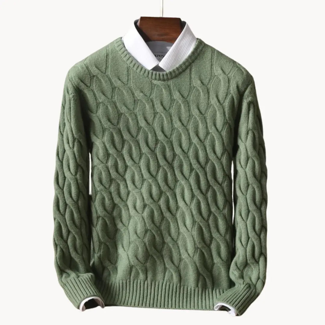Herrenpullover Klassisch Rundhals Mit Traditionellen Wabennähten 2