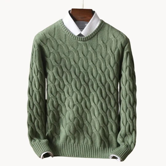 Herrenpullover Klassisch Rundhals Mit Traditionellen Wabennähten 2
