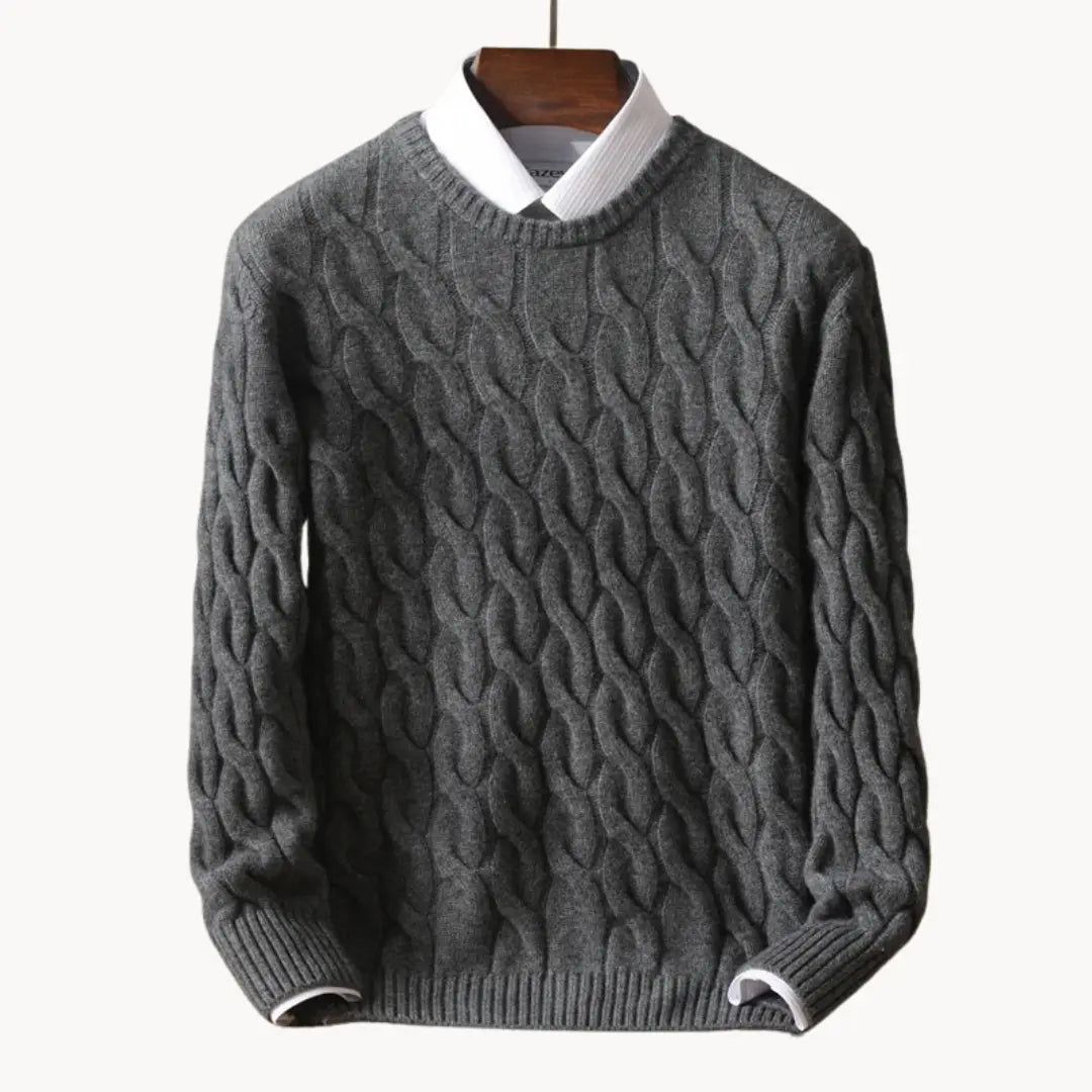 Herrenpullover Klassisch Rundhals Mit Traditionellen Wabennähten 4