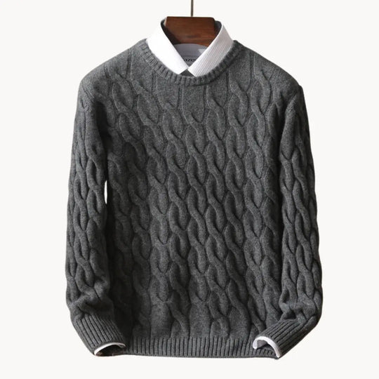 Herrenpullover Klassisch Rundhals Mit Traditionellen Wabennähten 4
