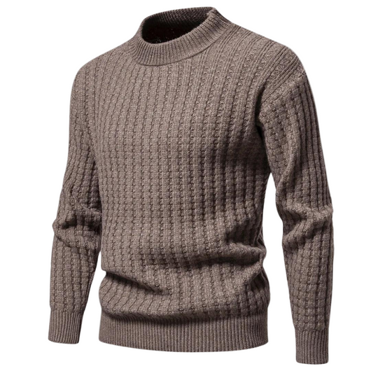 Herrenpullover Rundhalsausschnitt Casual mit Gefaltetem Stehkragen und Übergroßen Rippbündchen 1