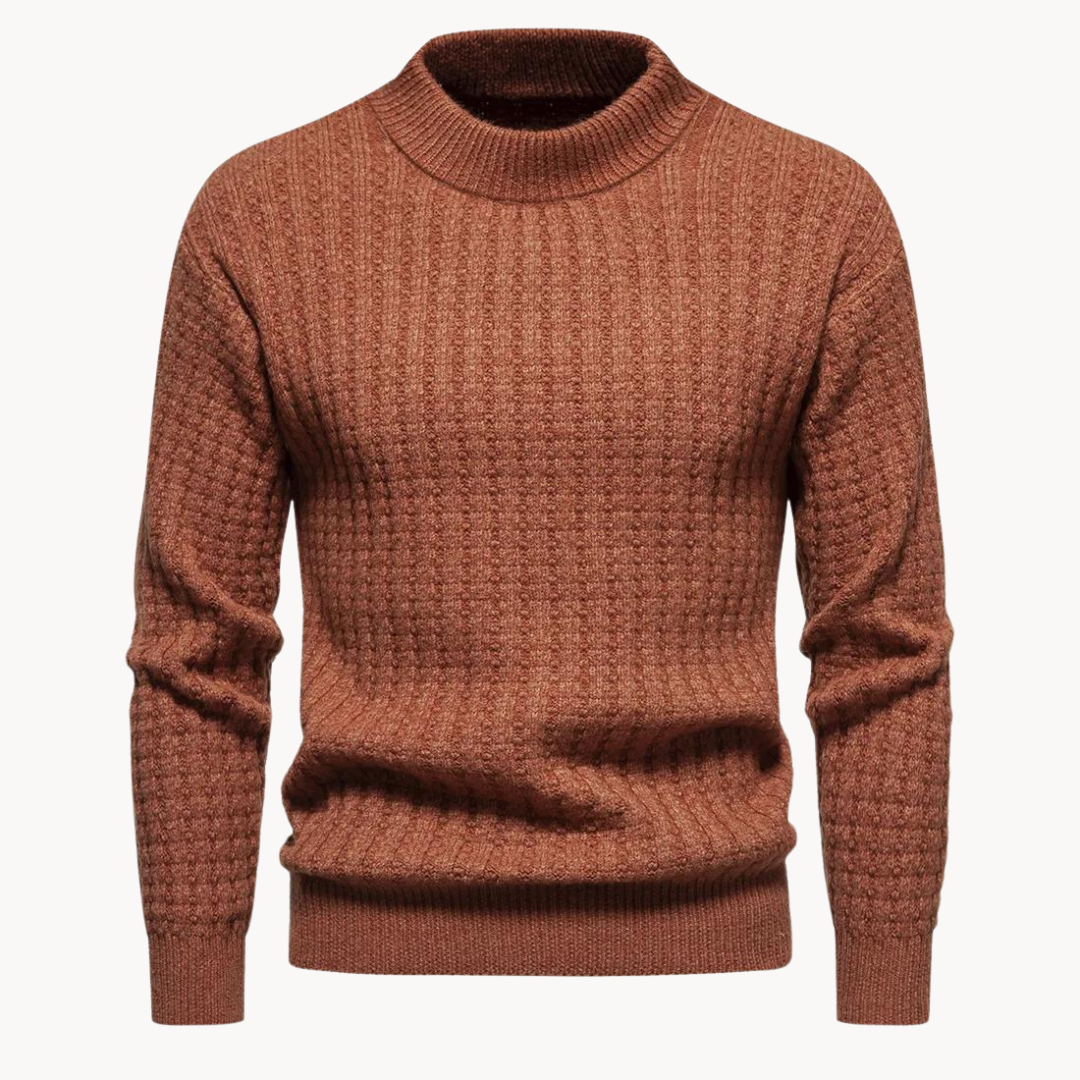 Herrenpullover Rundhalsausschnitt Casual mit Gefaltetem Stehkragen und Übergroßen Rippbündchen 2