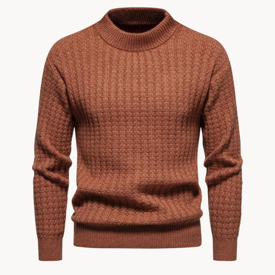 Herrenpullover Rundhalsausschnitt Casual mit Gefaltetem Stehkragen und Übergroßen Rippbündchen 2