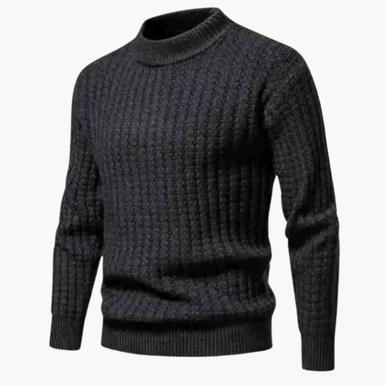 Herrenpullover Rundhalsausschnitt Casual mit Gefaltetem Stehkragen und Übergroßen Rippbündchen 3