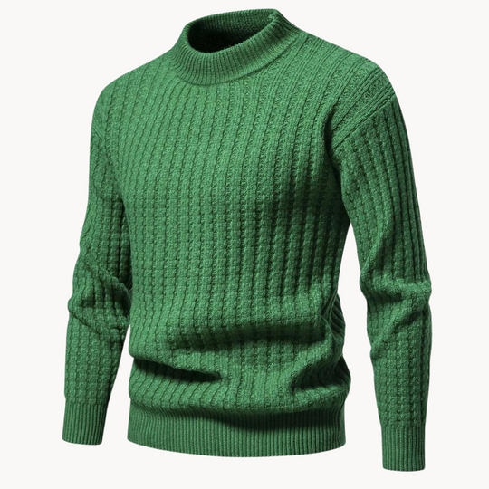 Herrenpullover Rundhalsausschnitt Casual mit Gefaltetem Stehkragen und Übergroßen Rippbündchen 4