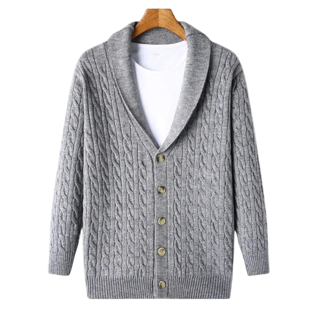 Herrenpullover Strickjacke mit Rippdetails für Freizeit und formelle Anlässe 0