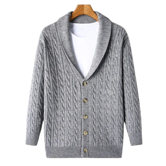 Herrenpullover Strickjacke mit Rippdetails für Freizeit und formelle Anlässe 0
