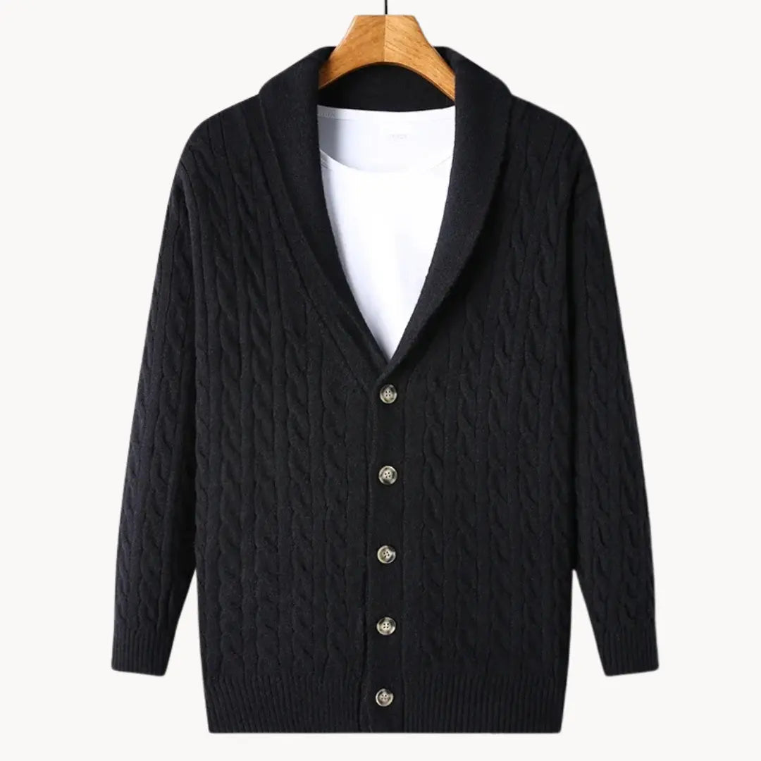 Herrenpullover Strickjacke mit Rippdetails für Freizeit und formelle Anlässe 2