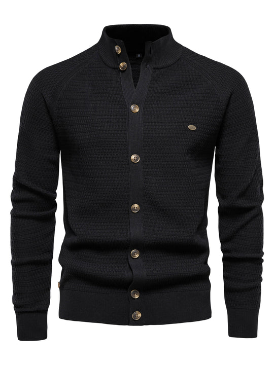 Herrenpullover mit Stehkragen und Knöpfen 2