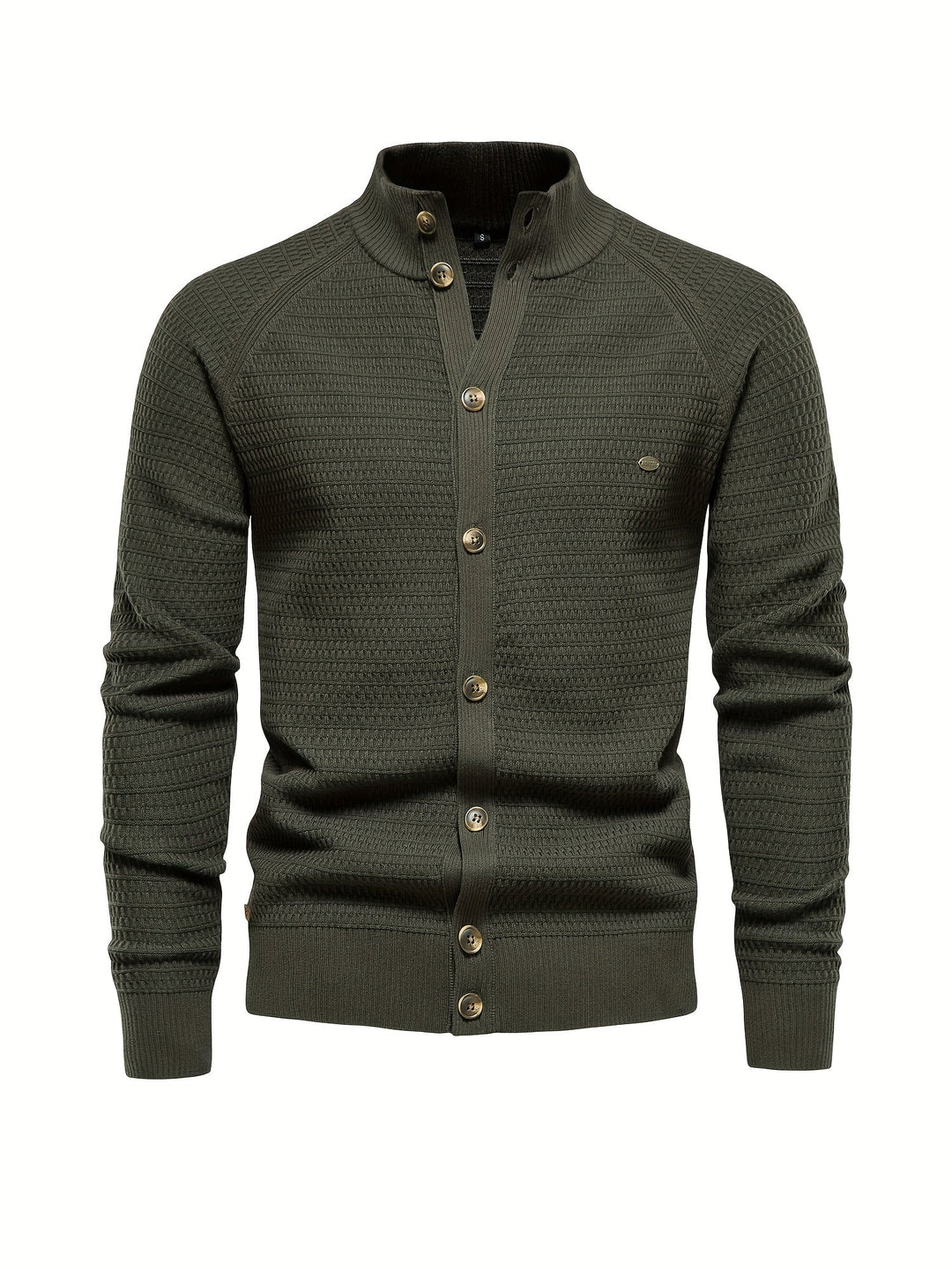 Herrenpullover mit Stehkragen und Knöpfen 6
