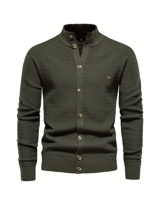 Herrenpullover mit Stehkragen und Knöpfen 6