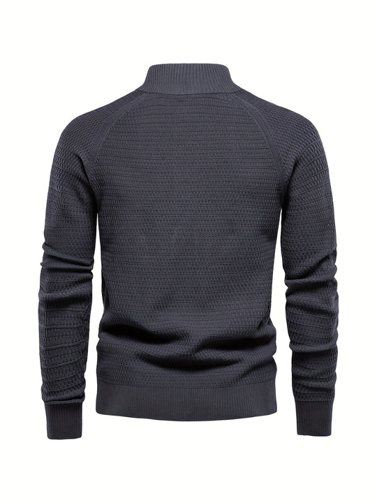 Herrenpullover mit Stehkragen und Knöpfen 8