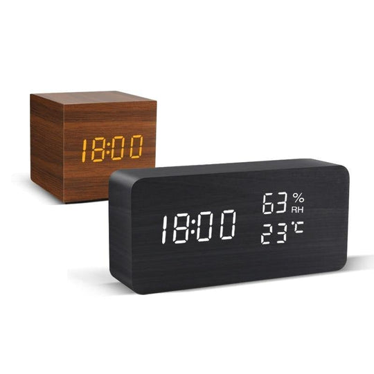 Holzblock-LED-Wecker für modernes Wohnen 2