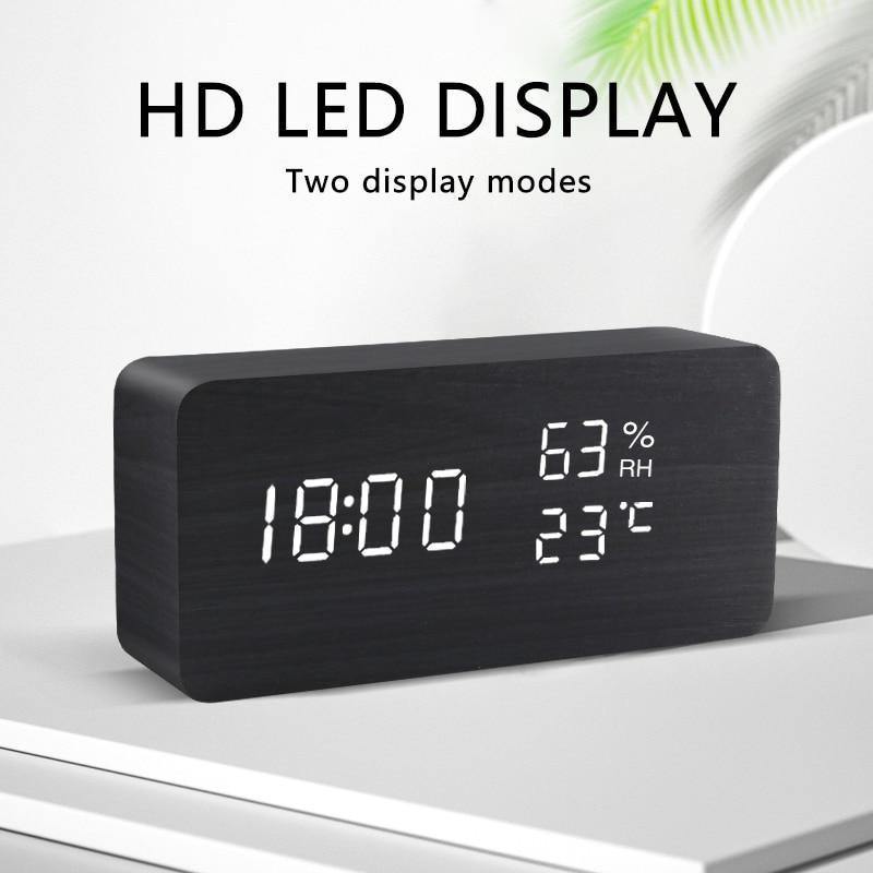 Holzblock-LED-Wecker für modernes Wohnen 3