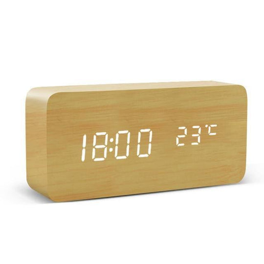 Holzblock-LED-Wecker für modernes Wohnen 8