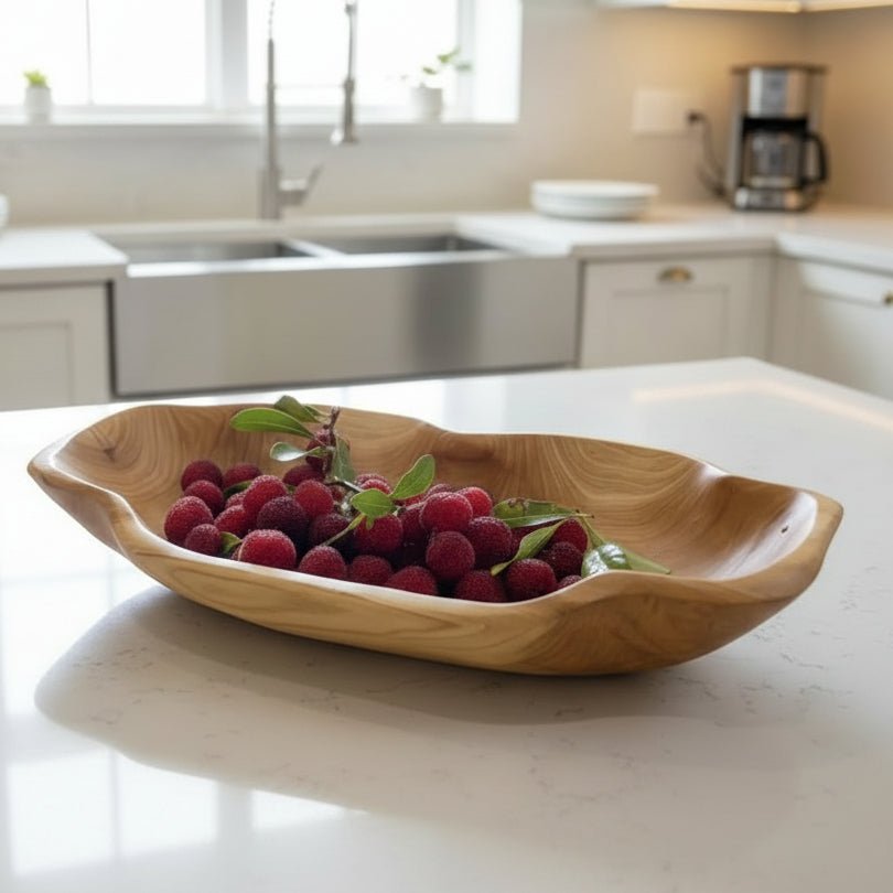 Holztablett mit gewölbtem Design für rustikalen Stil 0