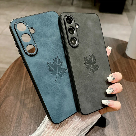 Hülle für Samsung S-Serie aus Lammleder mit Ahornblättern 4