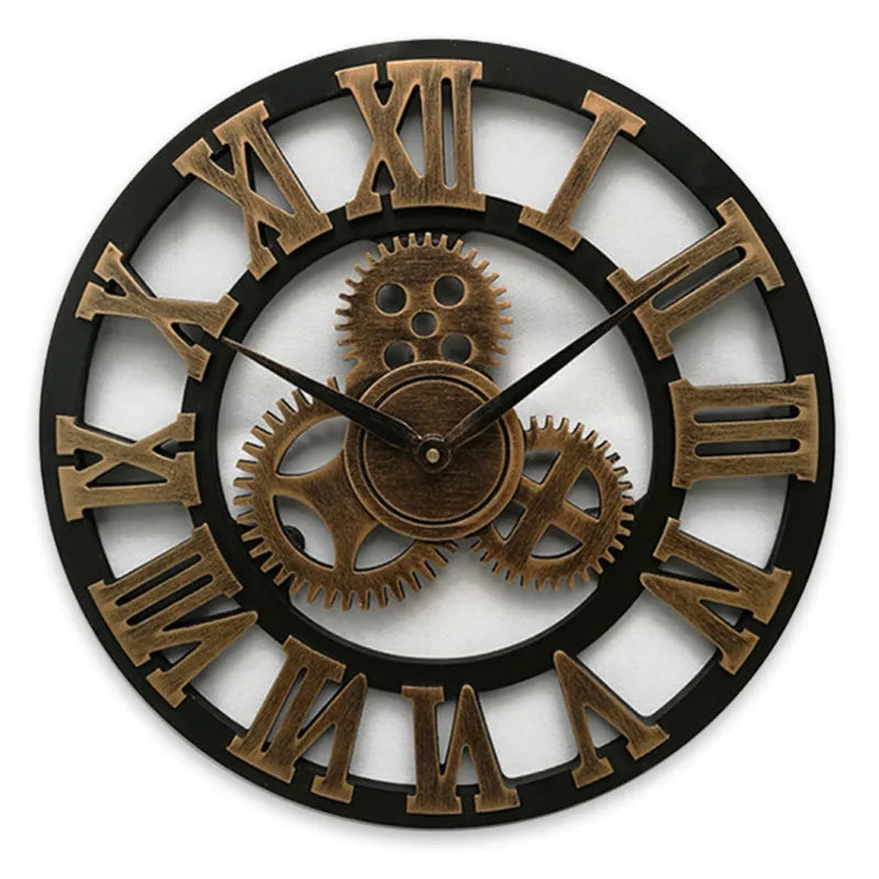 Industrielle Vintage-Wanduhr Holz und Metall für Wohnzimmer 0