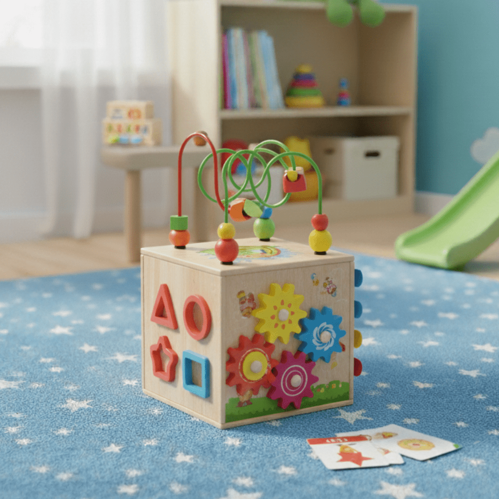 Interaktiver Montessori-Würfel für Kleinkinder 0