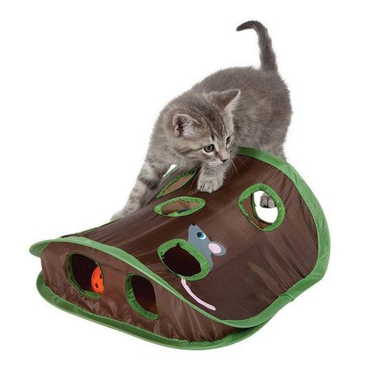 Interaktives Katzenspielzeug Tunnel mit Ball und Maus für Katzen, Spielzeug zur Förderung der Intelligenz und Neugier 0