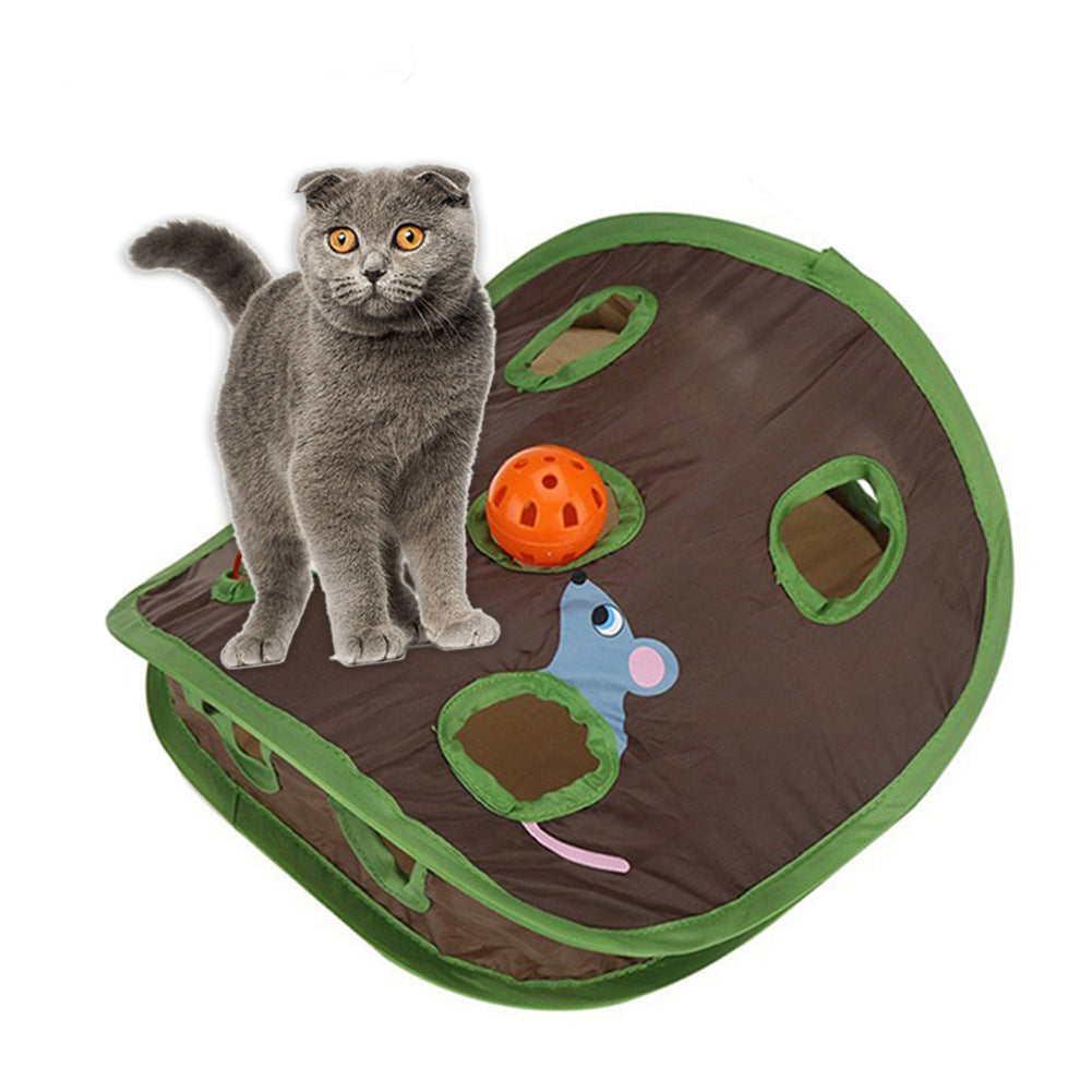 Interaktives Katzenspielzeug Tunnel mit Ball und Maus für Katzen, Spielzeug zur Förderung der Intelligenz und Neugier 1