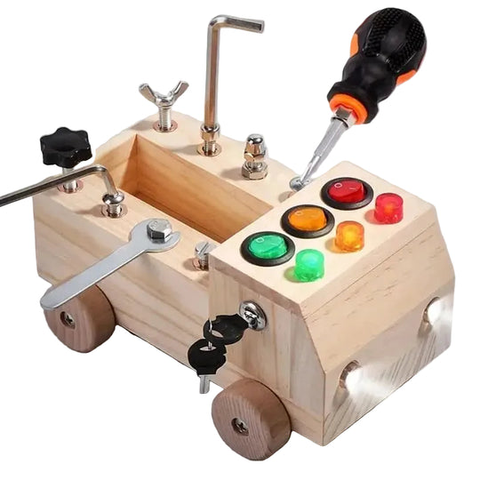 Interaktives Lernspielzeug Für 3 Jährige – Montessori Busy Board Mit LED-Leuchten 0