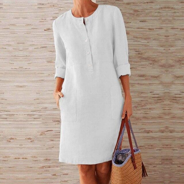 Variant image for Damen Midi Kleid Sommer Atmungsaktives Material Knielang Elegant-21