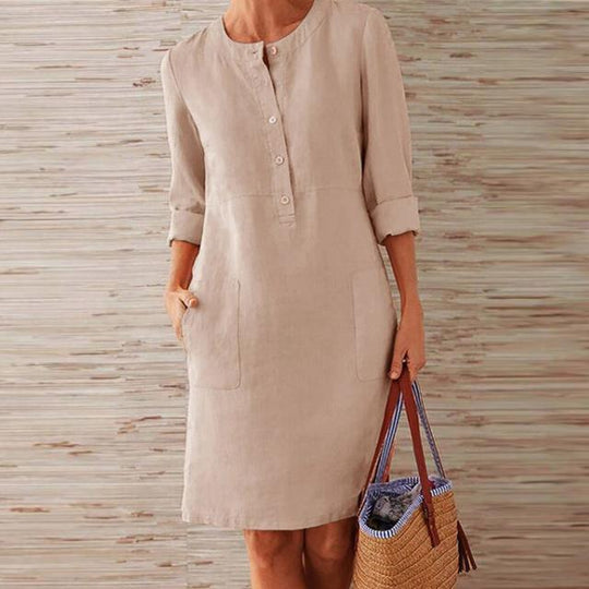 Variant image for Damen Midi Kleid Sommer Atmungsaktives Material Knielang Elegant-3