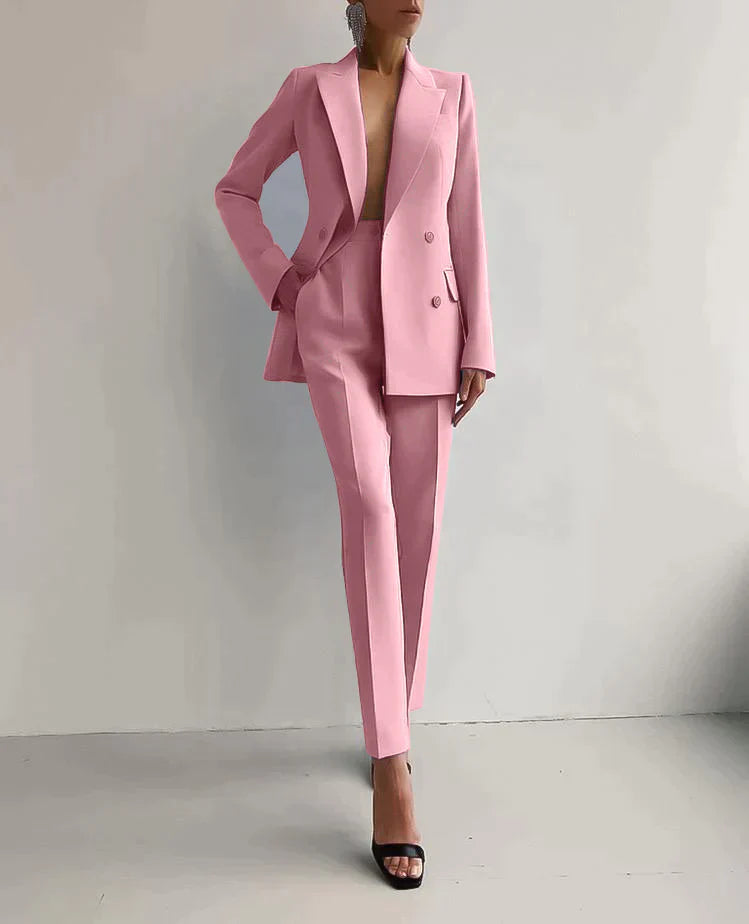Damen Blazer Set Elegantes Design Hochwertiger Stoff, Blazer und Hose Set-5