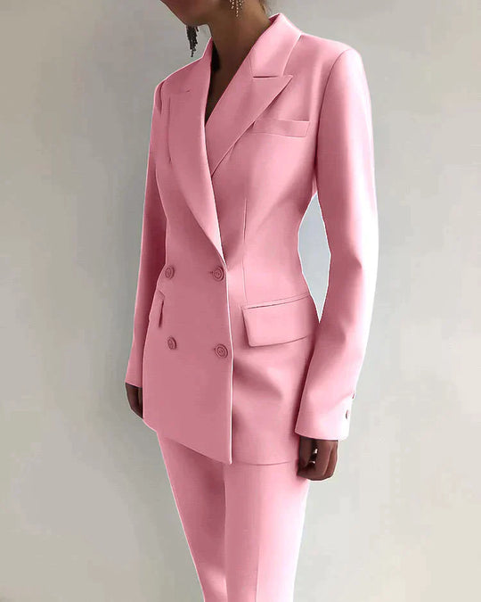 Damen Blazer Set Elegantes Design Hochwertiger Stoff, Blazer und Hose Set-6