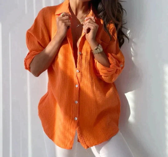 Damenbluse Lockere Passform Atmungsaktives Material für Sommer Stil-1