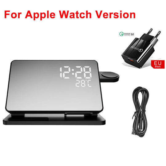 Kabellose 3-in-1-Ladestation mit Wecker für iPhone und Apple Watch 7