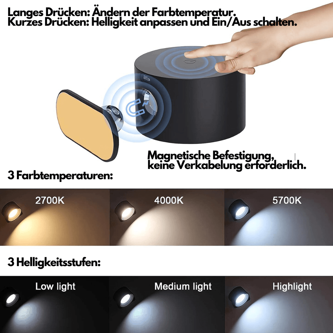 Kabellose LED-Wandleuchte mit 360° Verstellbarkeit 6
