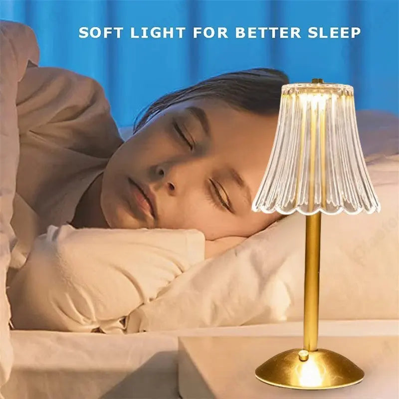 Kabellose Tischlampe mit Kristalldekor und dimmbarer Beleuchtung 2