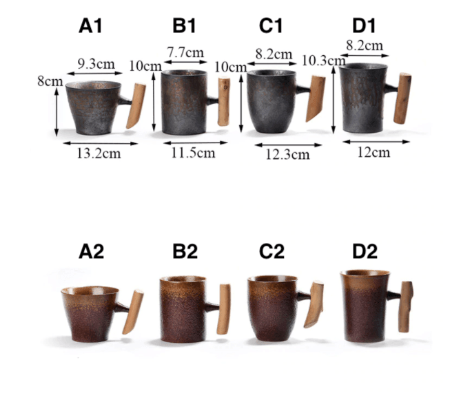 Kaffeetasse im japanischen Stil mit Holzgriff 0