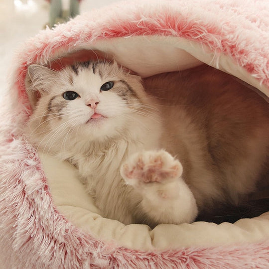 Katzenbett Halbgeschlossen Plüsch Donut Form für Komfort und Geborgenheit 3