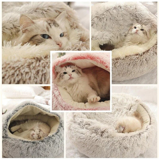 Katzenbett Halbgeschlossen Plüsch Donut Form für Komfort und Geborgenheit 4