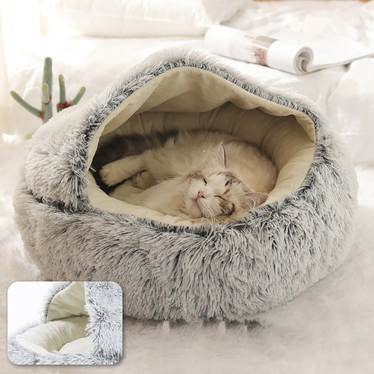Katzenbett Halbgeschlossen Plüsch Donut Form für Komfort und Geborgenheit 5