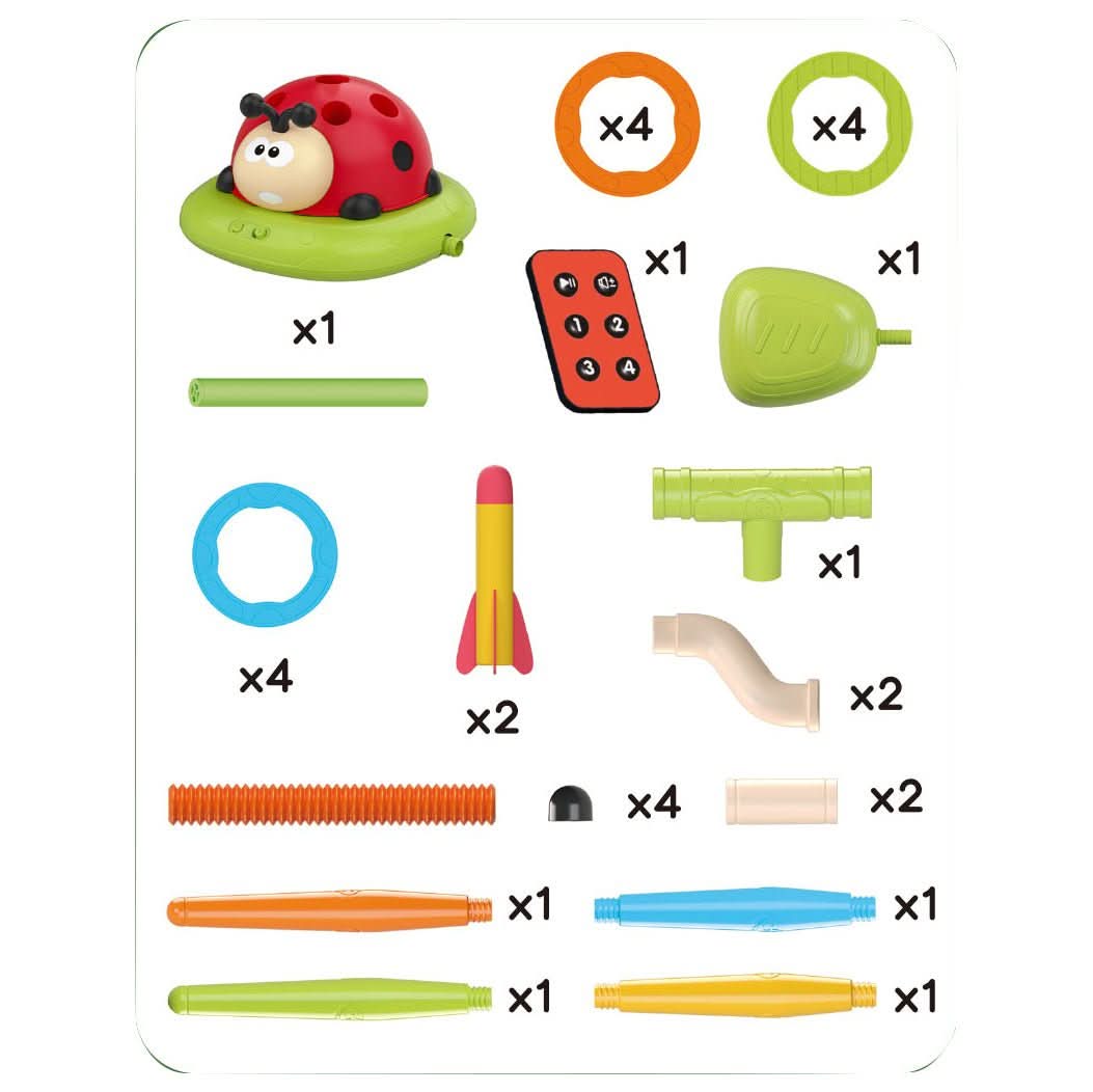 Kinder 3-in-1-Aktivitätsset mit Seilspringen, Ringwerfen und Tretrakete 5
