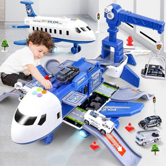 Kinder Flugzeug-Spielset 3-in-1 für Polizei, Bau und Feuerwehr 0
