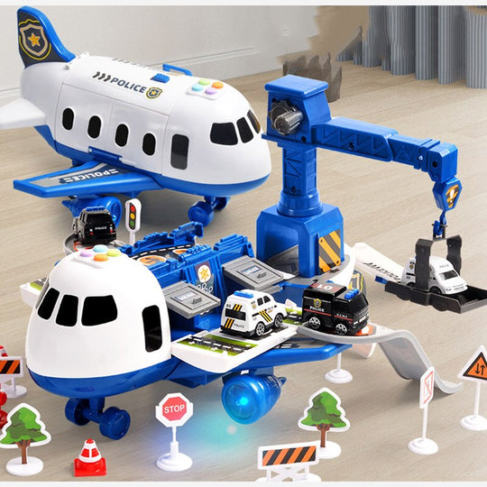 Kinder Flugzeug-Spielset 3-in-1 für Polizei, Bau und Feuerwehr 6
